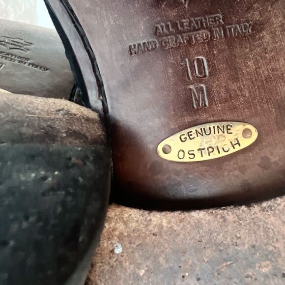 Men's Zelli Italia Brown Ostrich Leather and Black Artisan Suede loafers Size 10 - Picture 8 of 15